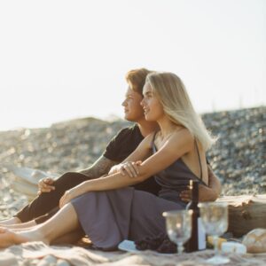 couple on a date at a beach