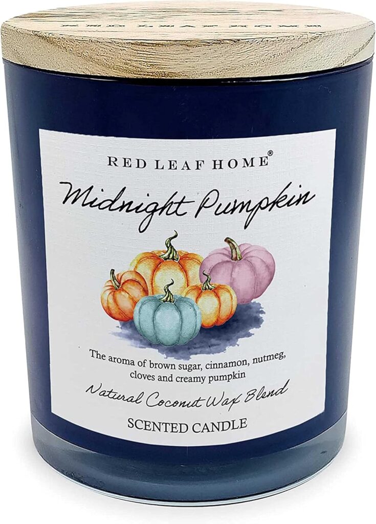 Red Leaf Home | Midnight Pumpkin Candle | Wooden Lid, Large | Sweet, Spice, Aromatherapy | Harvest Collection