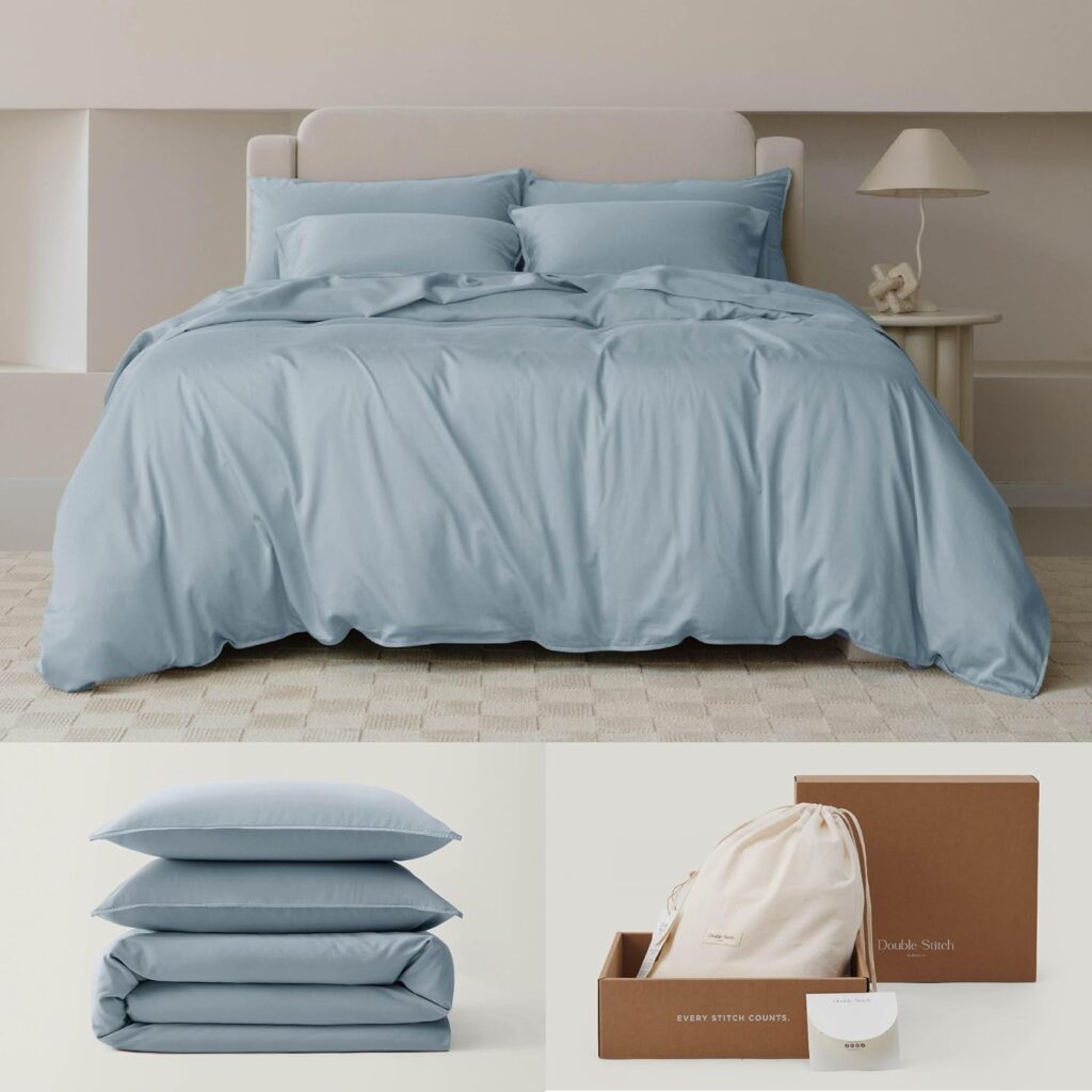 Double Stitch by Bedsure Cotton Tencel Duvet Cover Set