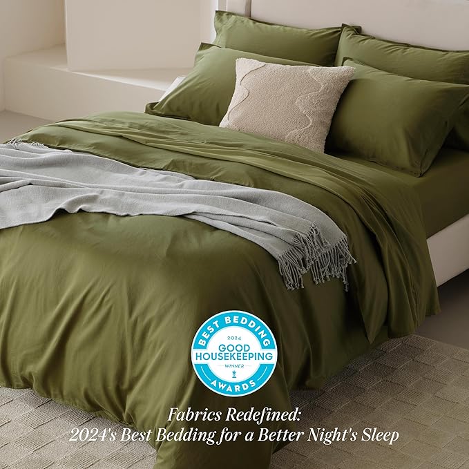 Double Stitch Bedsure Duvet Moss Green